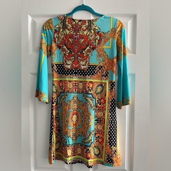 White Mark Couture Collection Multicolored Tunic Minidress Size Small - Picture 2 of 10